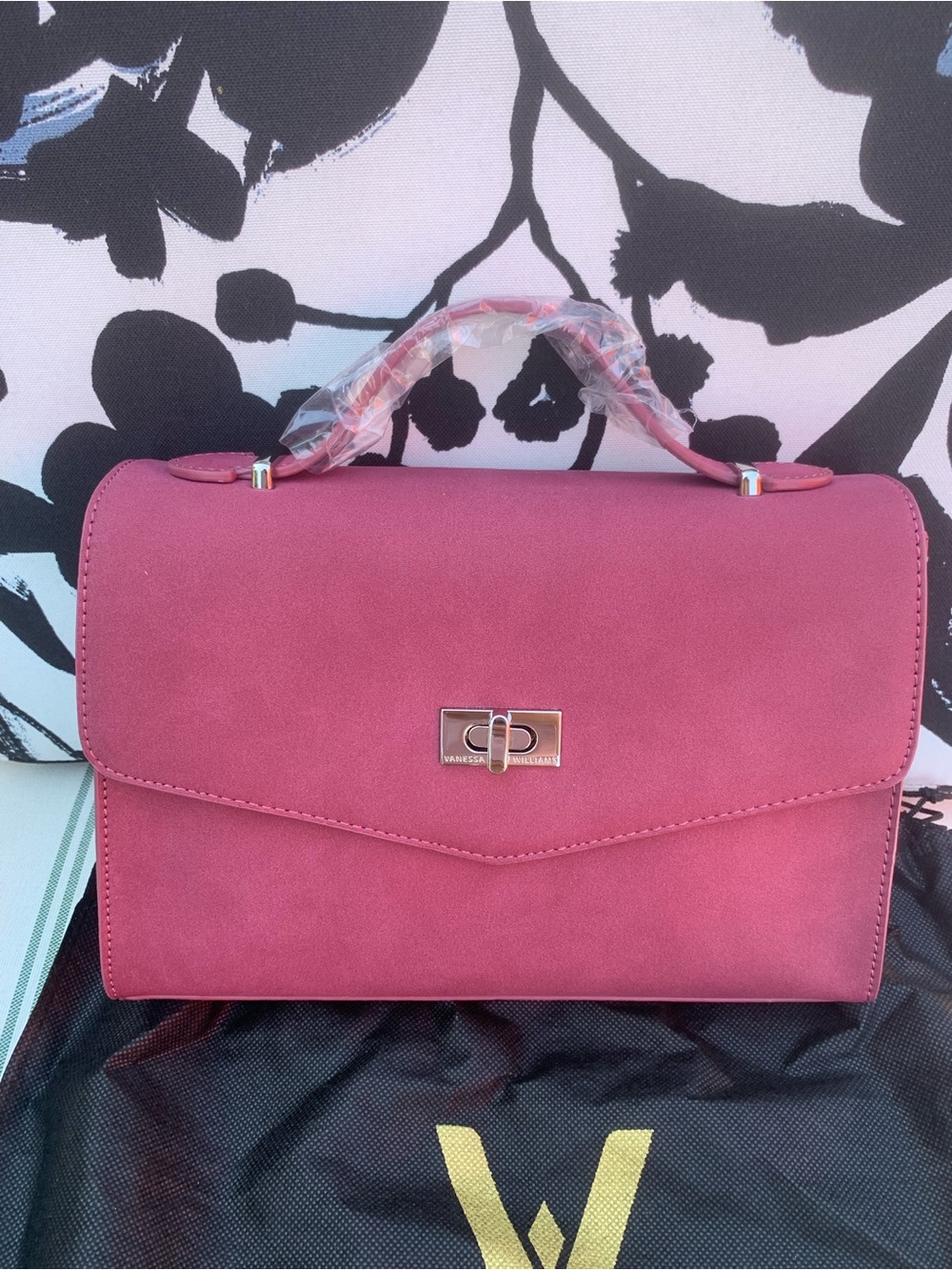 NWT Vanessa Williams Merlot Top-Handle Satchel crossbody turn lock  bag